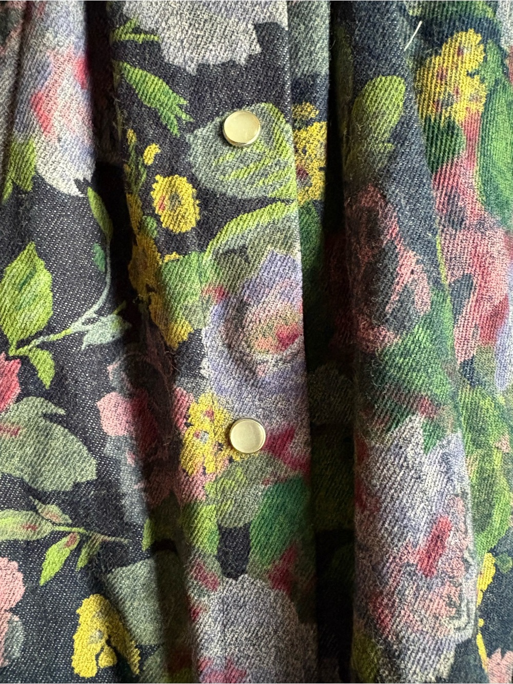 Floral Ruffle Hem Midi Skirt - Navy with Pink & Green Floral - Picture 3 of 5